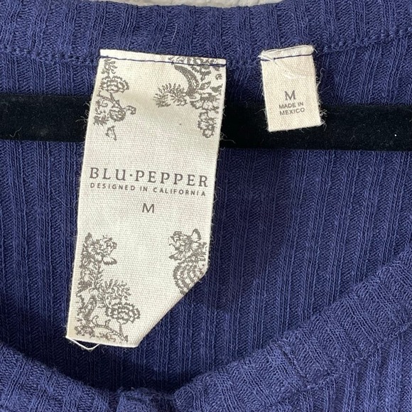 Ribbed Babydoll Tunic Faux Button Front Navy Blue Casual Dress Womens Medium - Picture 4 of 7